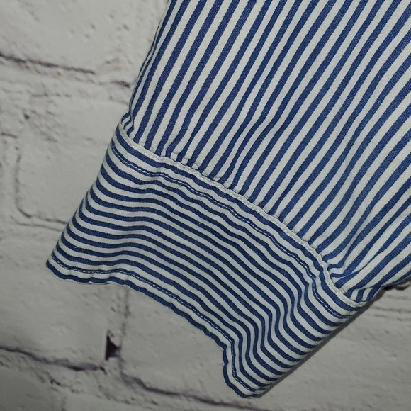 American Eagle Outfitters Blue White Stripe Long Sleeve Button Down Shirt Men - Picture 7 of 15